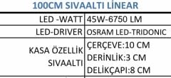 Led Linear Sıva Altı 1 metre 45W-6750 LM