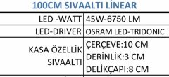 Led Linear Sıva Altı 3 metre 45W-6750 LM