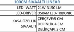 Led Linear Sıva Altı 1 metre 21W-3150 LM