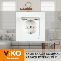 Viko Karre Kapaklı Topraklı Priz (Çerçeve Dahil)