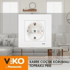Viko Karre Çocuk Korumalı Topraklı Priz Çerçeve Dahil