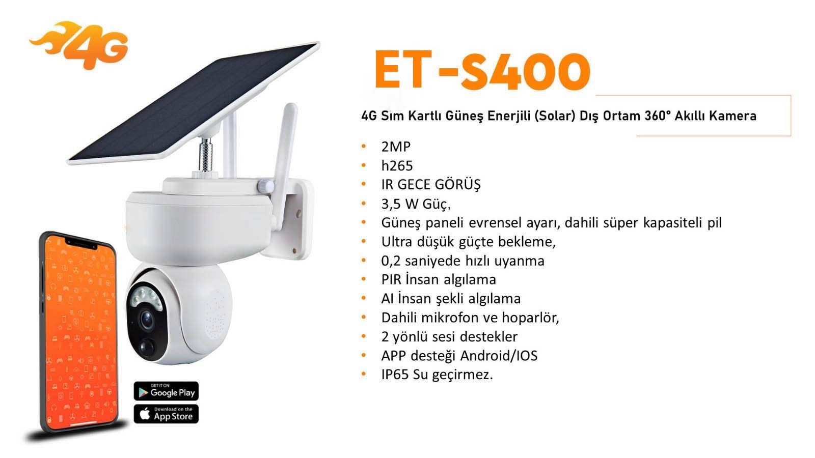4G Sim Kartli Günes Enerjili (Solar) Dis Ortam 360° Akill Kamera